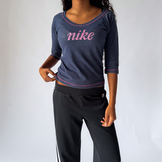 Y2K Nike Spell Out 3/4 Sleeve Long Sleeve - M