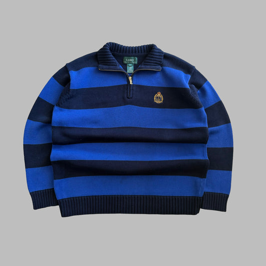Y2K Polo Ralph Lauren Striped Quarter Zip - M