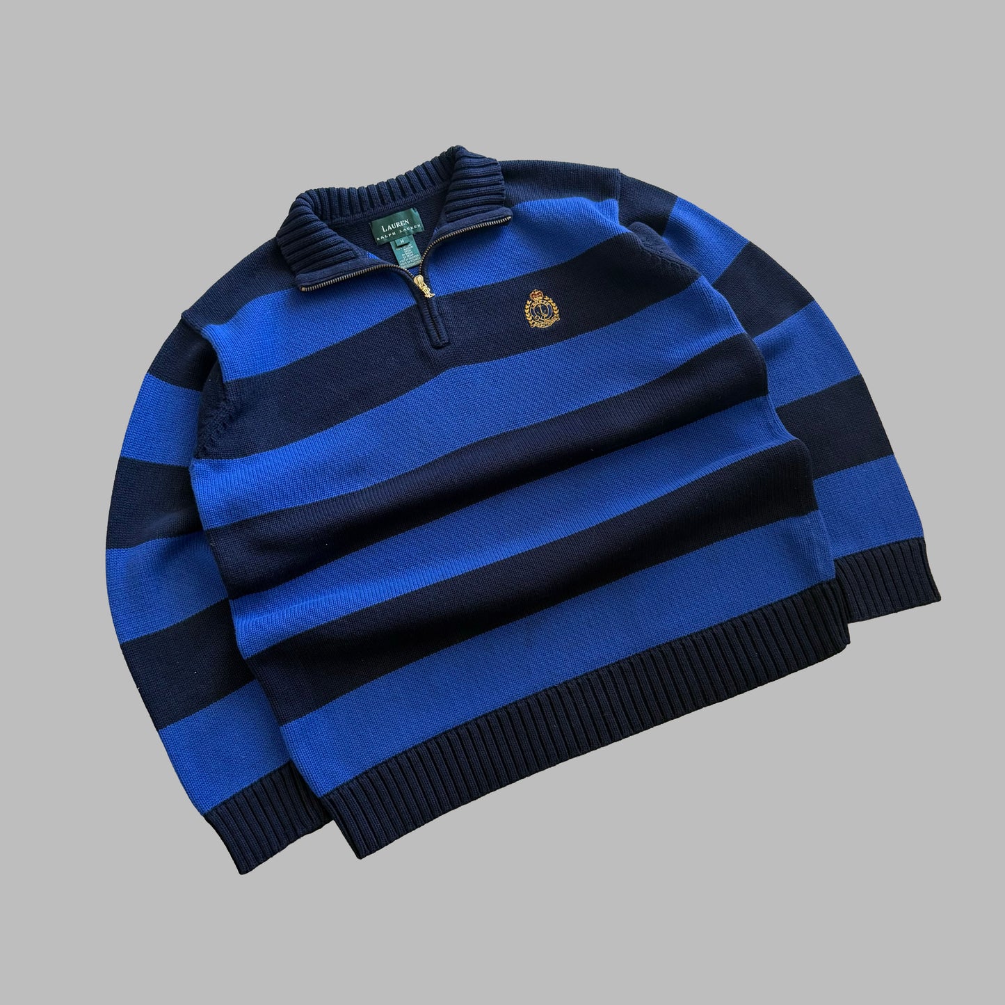 Y2K Polo Ralph Lauren Striped Quarter Zip - M