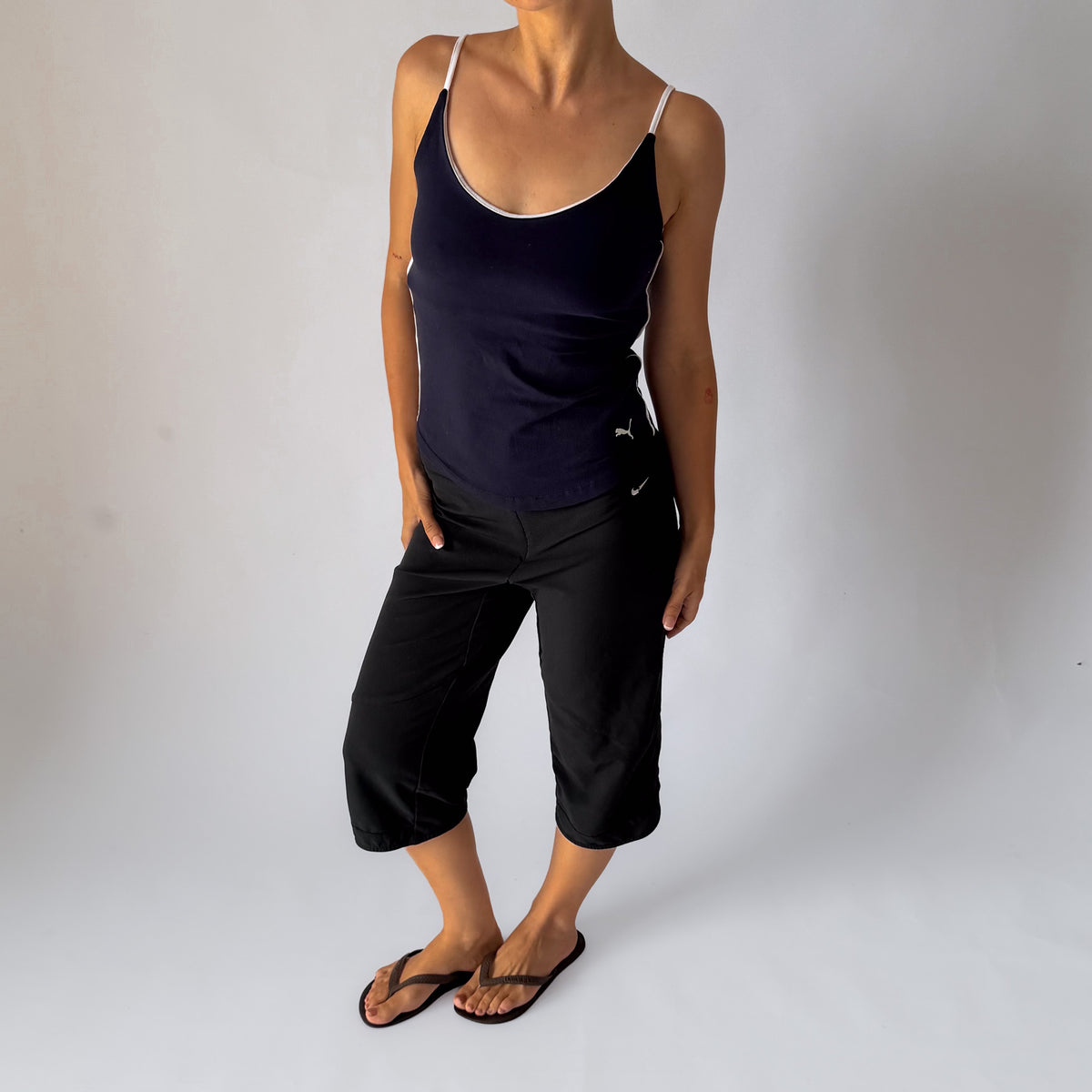 Y2K Puma Striped Low Cut Activewear Tank - L