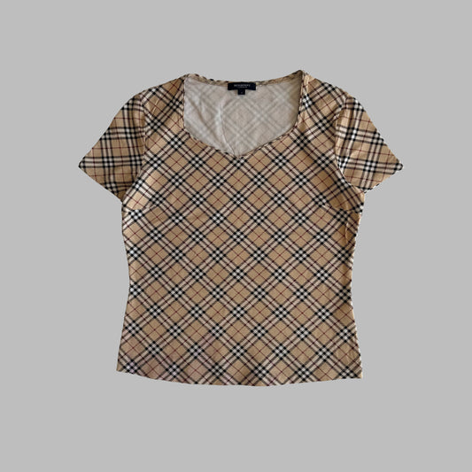 Y2K Burberry Blue Label Fitted Tee - L