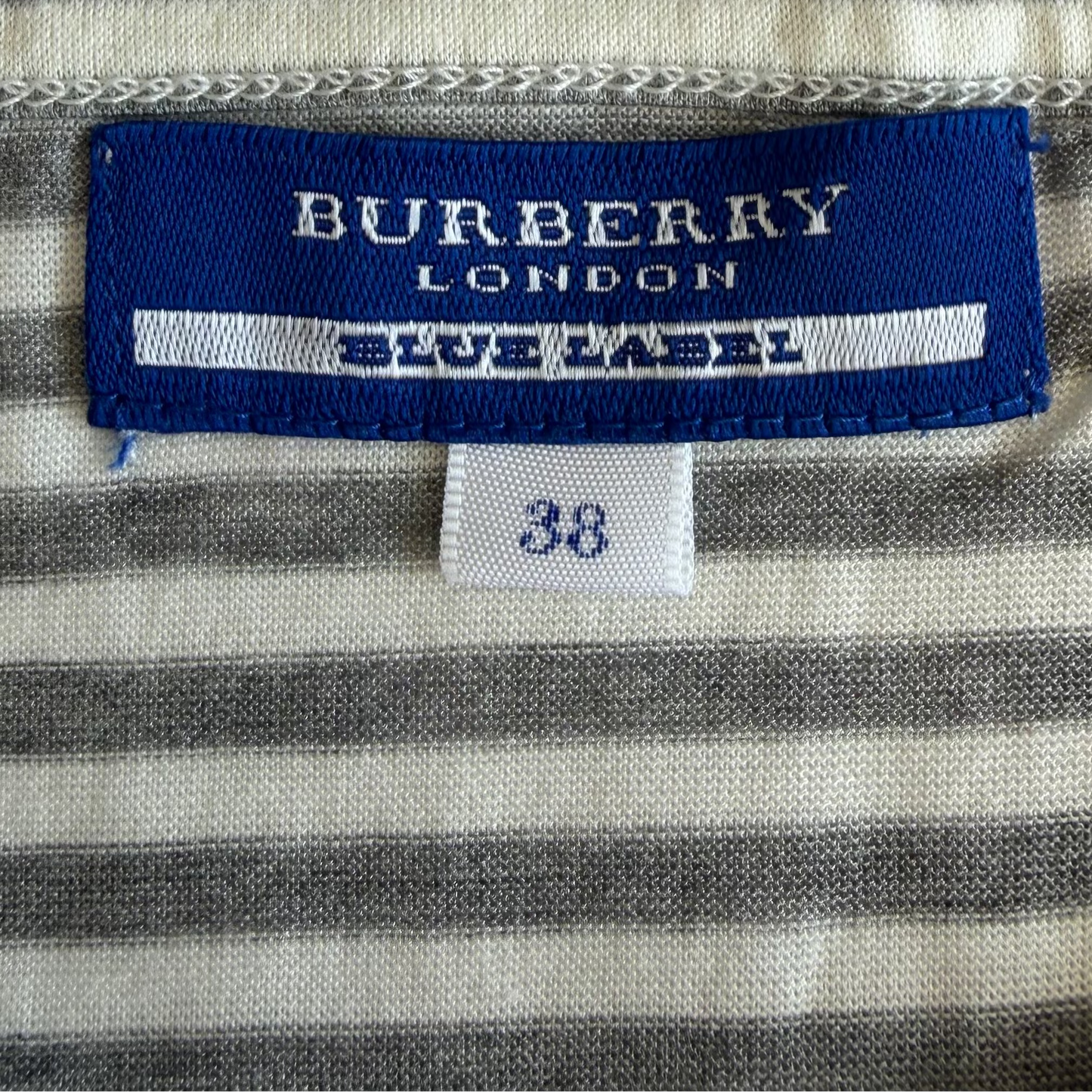 Y2K Burberry Blue Label Striped Baby Doll Top - M