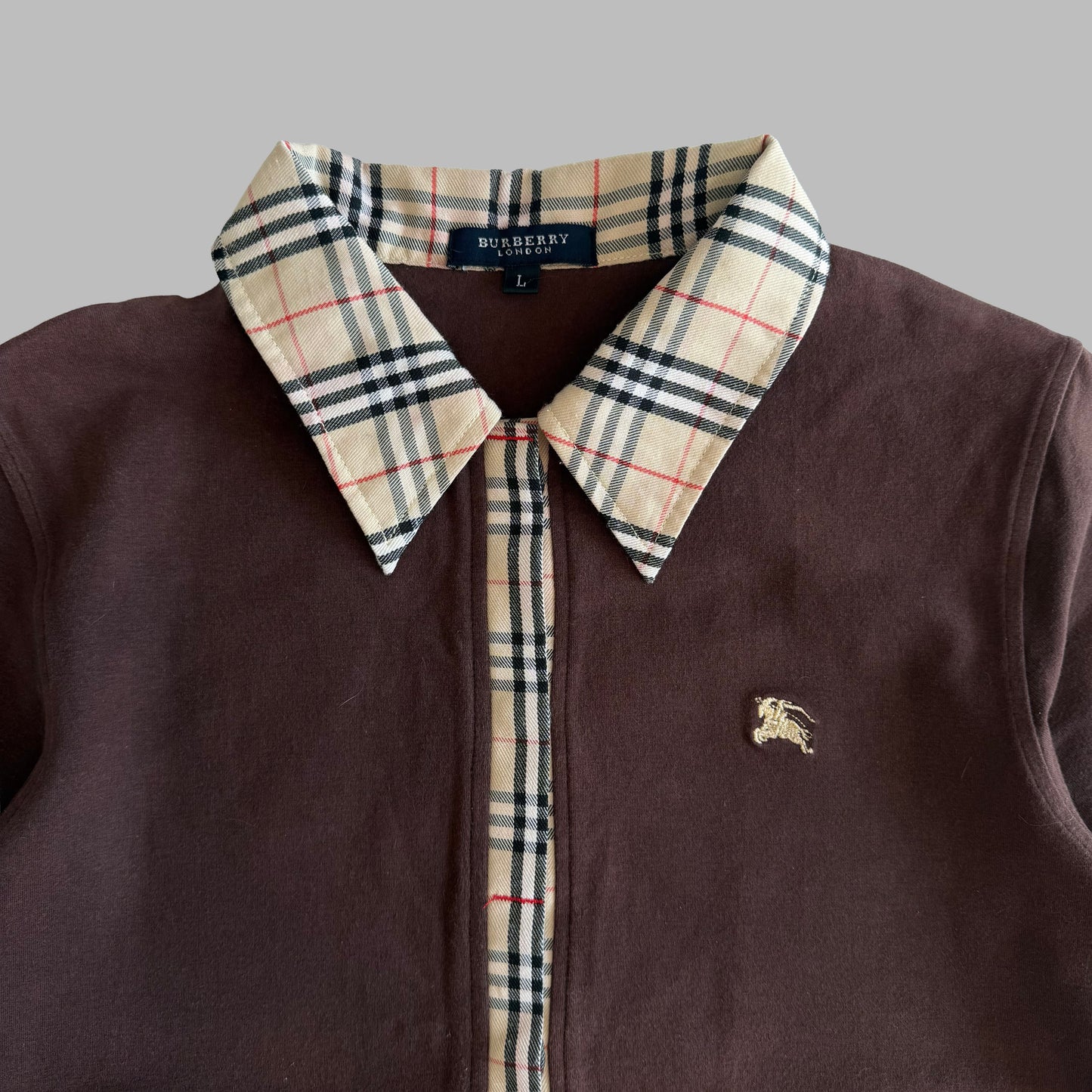 Y2K Burberry Nova Check Synched Polo - M