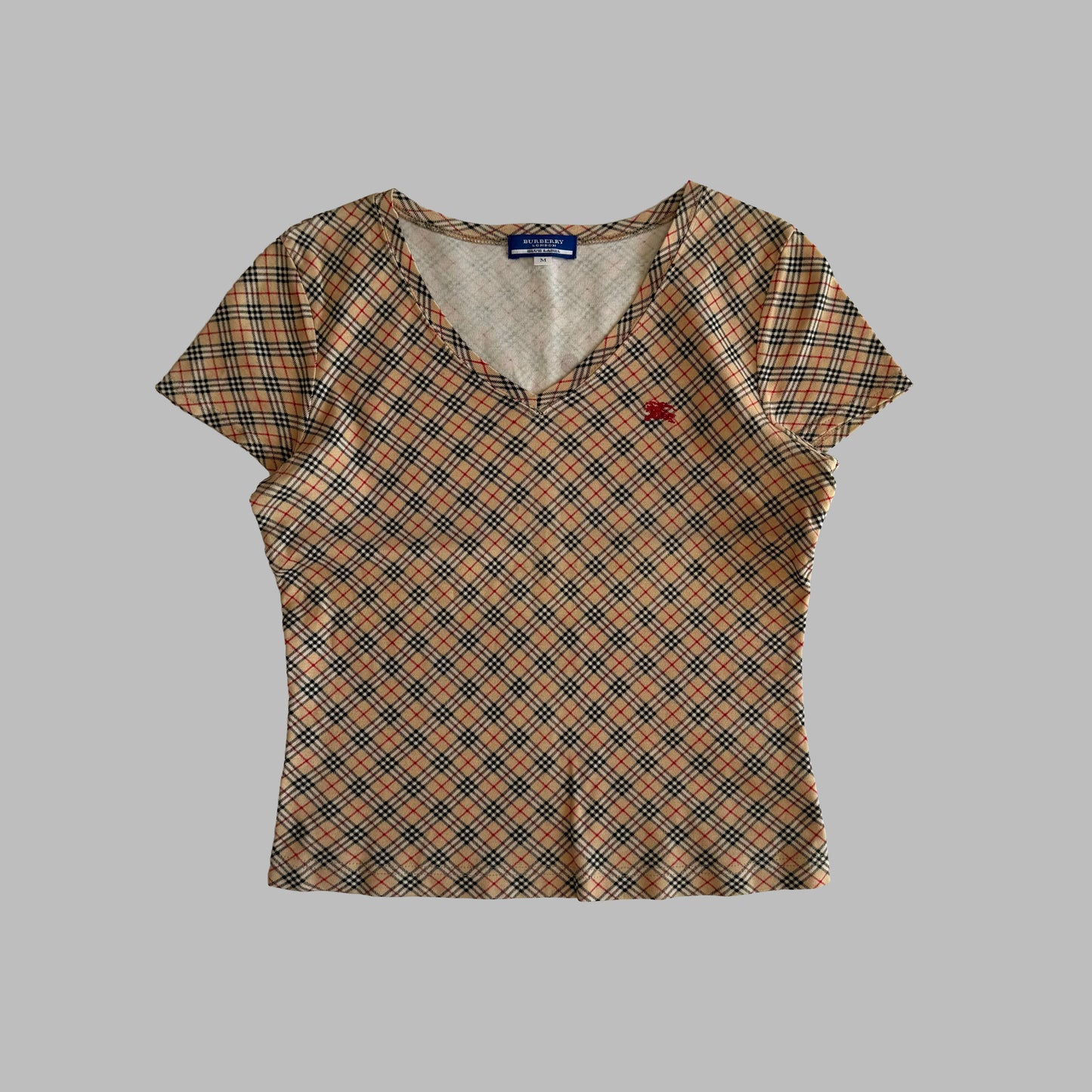 Y2K Burberry Blue Label Synched Nova Check Tee - M
