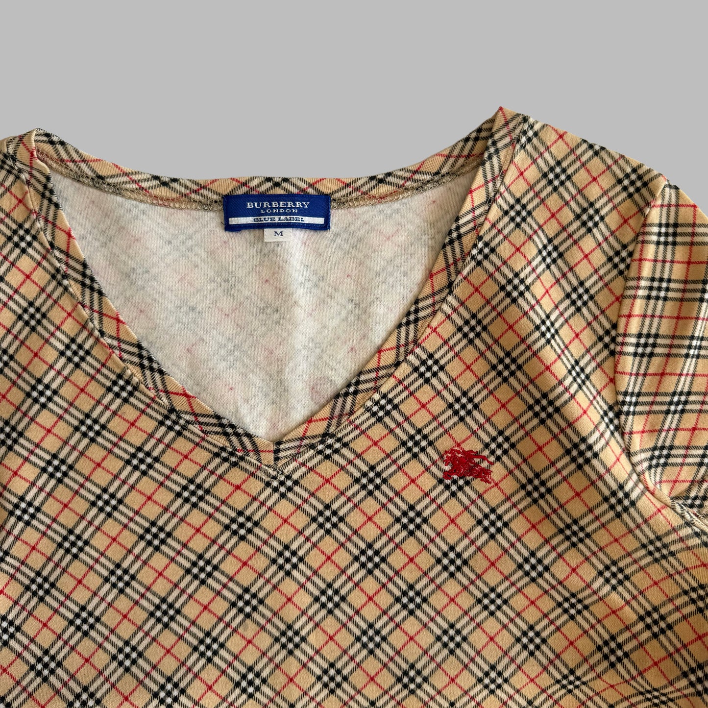 Y2K Burberry Blue Label Synched Nova Check Tee - M