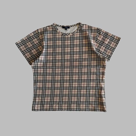 Y2K Burberry Blue Label Nova Check Tee - M