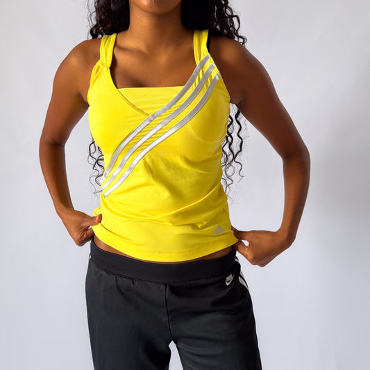 Y2K Adidas Three Stripe Activewear Tank - M