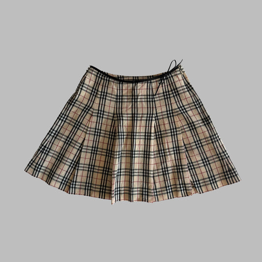 Y2K Burberry Nova Check Pleated Skirt - 24"