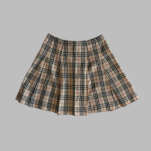 Y2K Burberry Nova Check Pleated Skirt - 24"