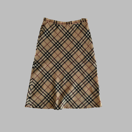Y2K Burberry Nova Check Midi Skirt - 26"