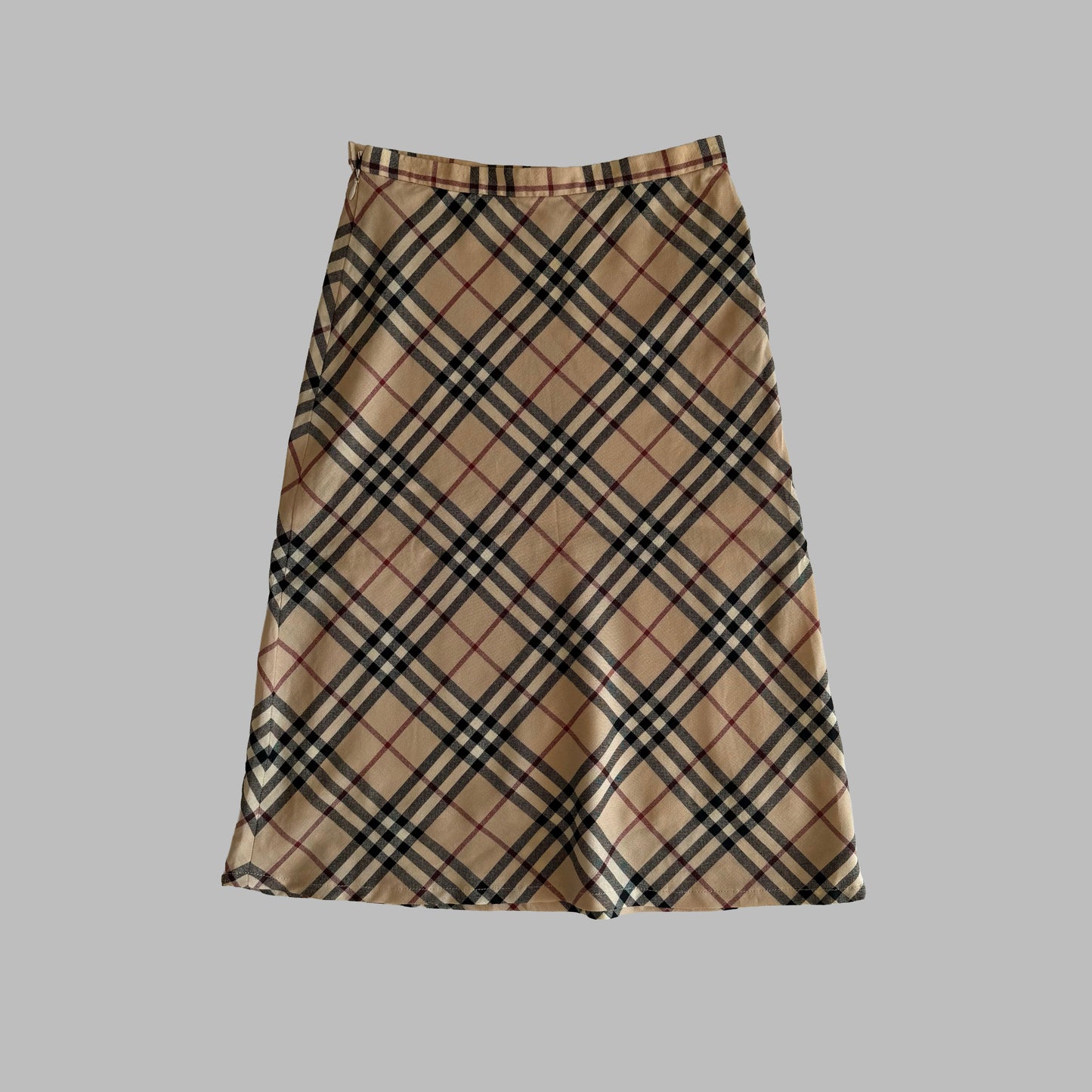 Y2K Burberry Nova Check Midi Skirt - 26"