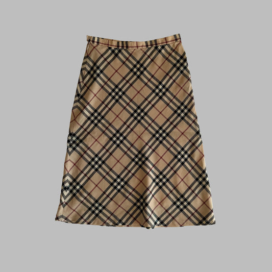 Y2K Burberry Nova Check Midi Skirt - 26"
