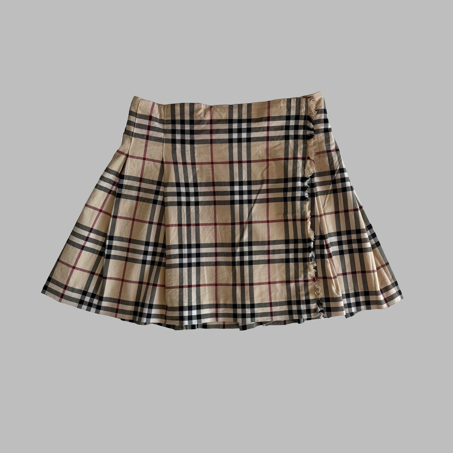 Y2K Burberry Nova Check Pleated Skirt - 27"