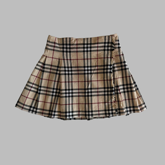 Y2K Burberry Nova Check Pleated Skirt - 27"