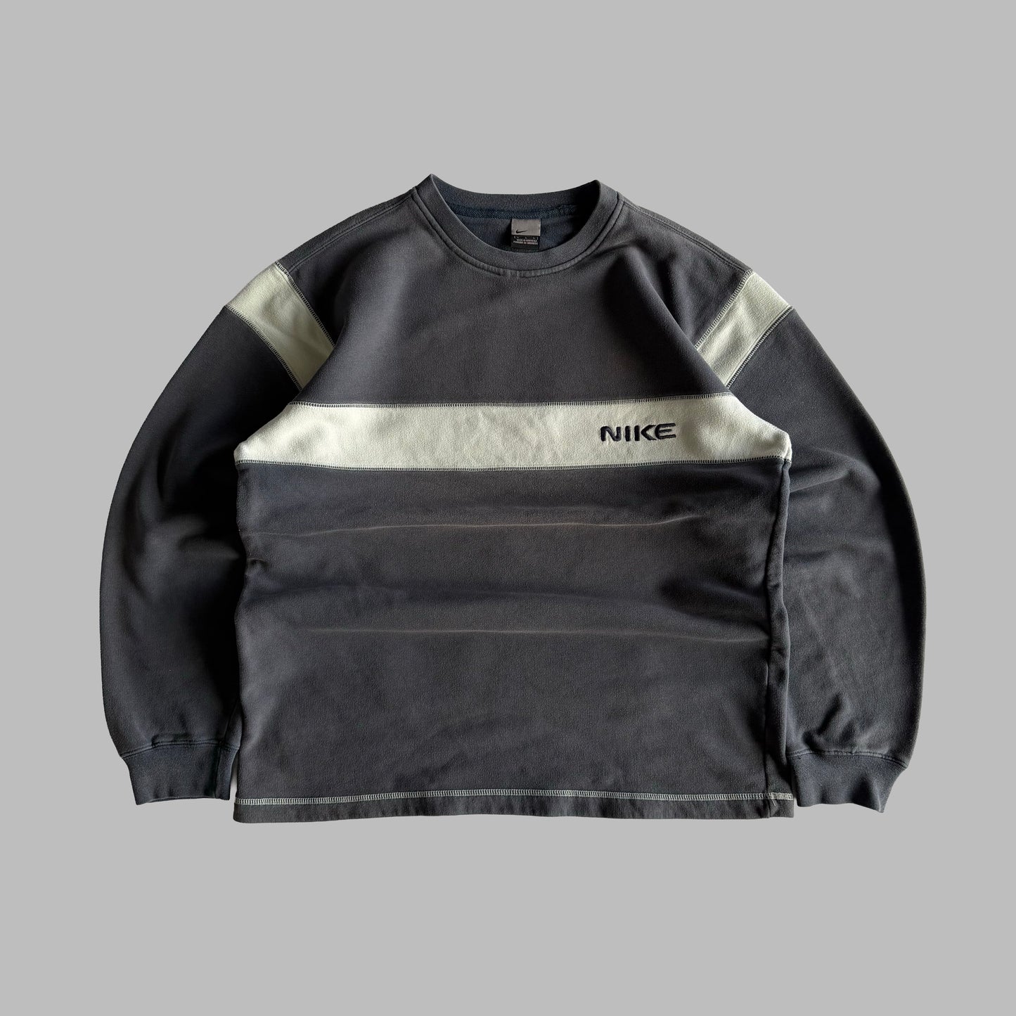 Y2K Nike Striped Sweatshirt - L