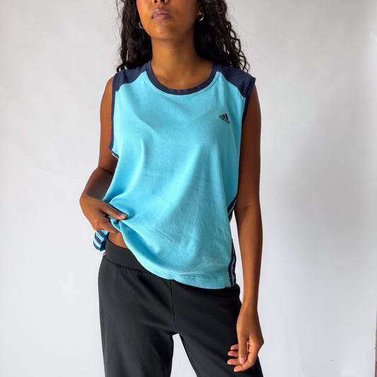 Y2K Adidas Three Stripe Activewear Tank - XL