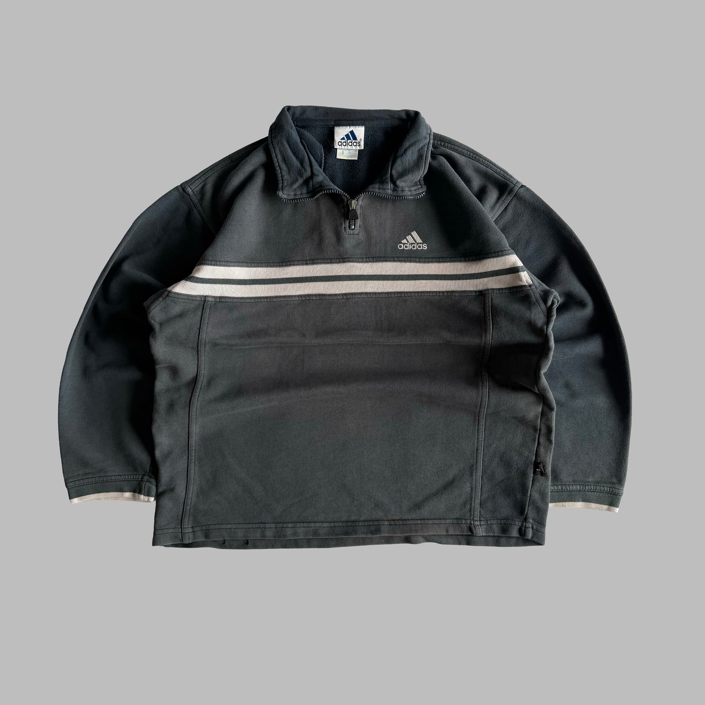 90s Adidas Striped Quarter Zip - S