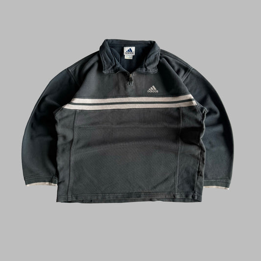 90s Adidas Striped Quarter Zip - S