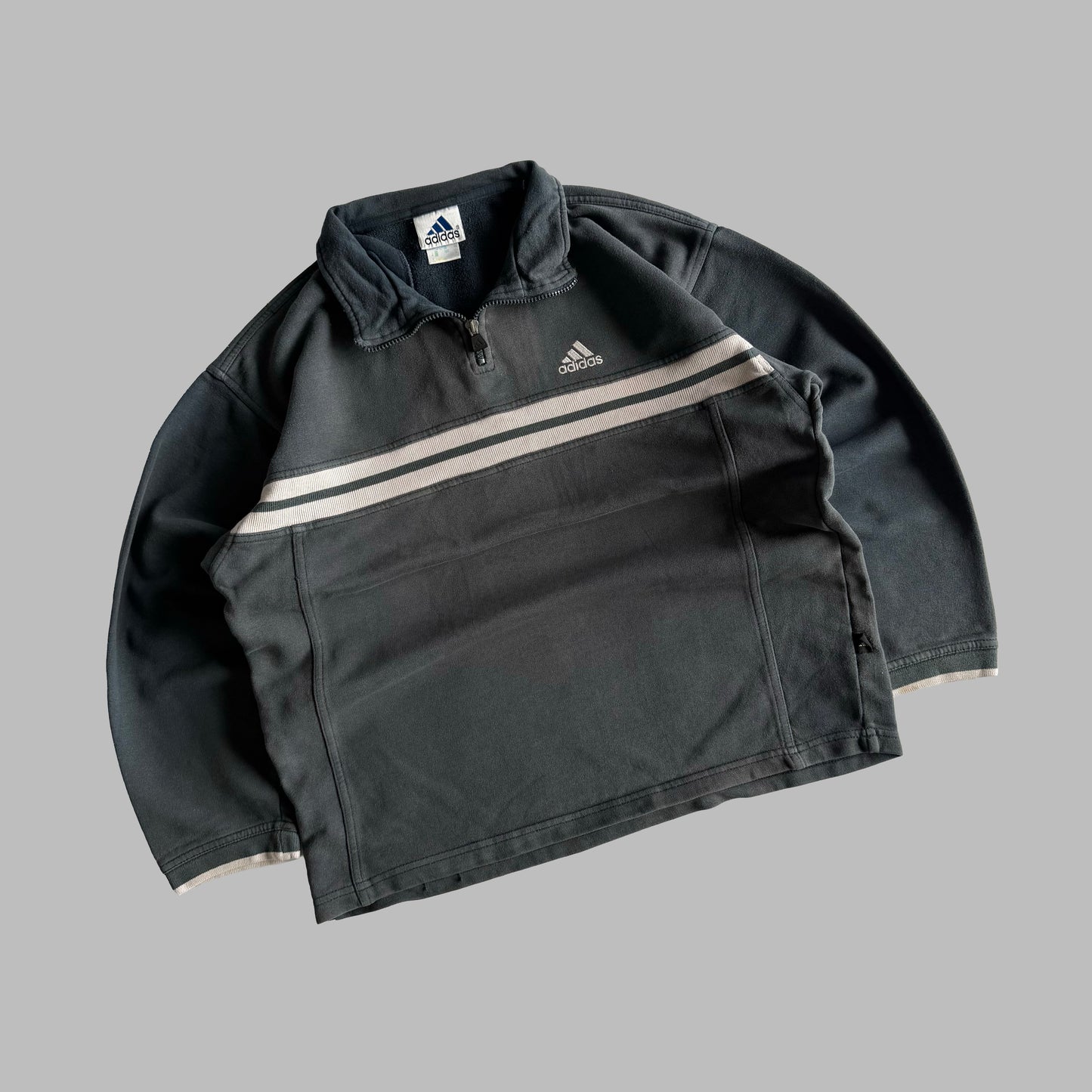 90s Adidas Striped Quarter Zip - S