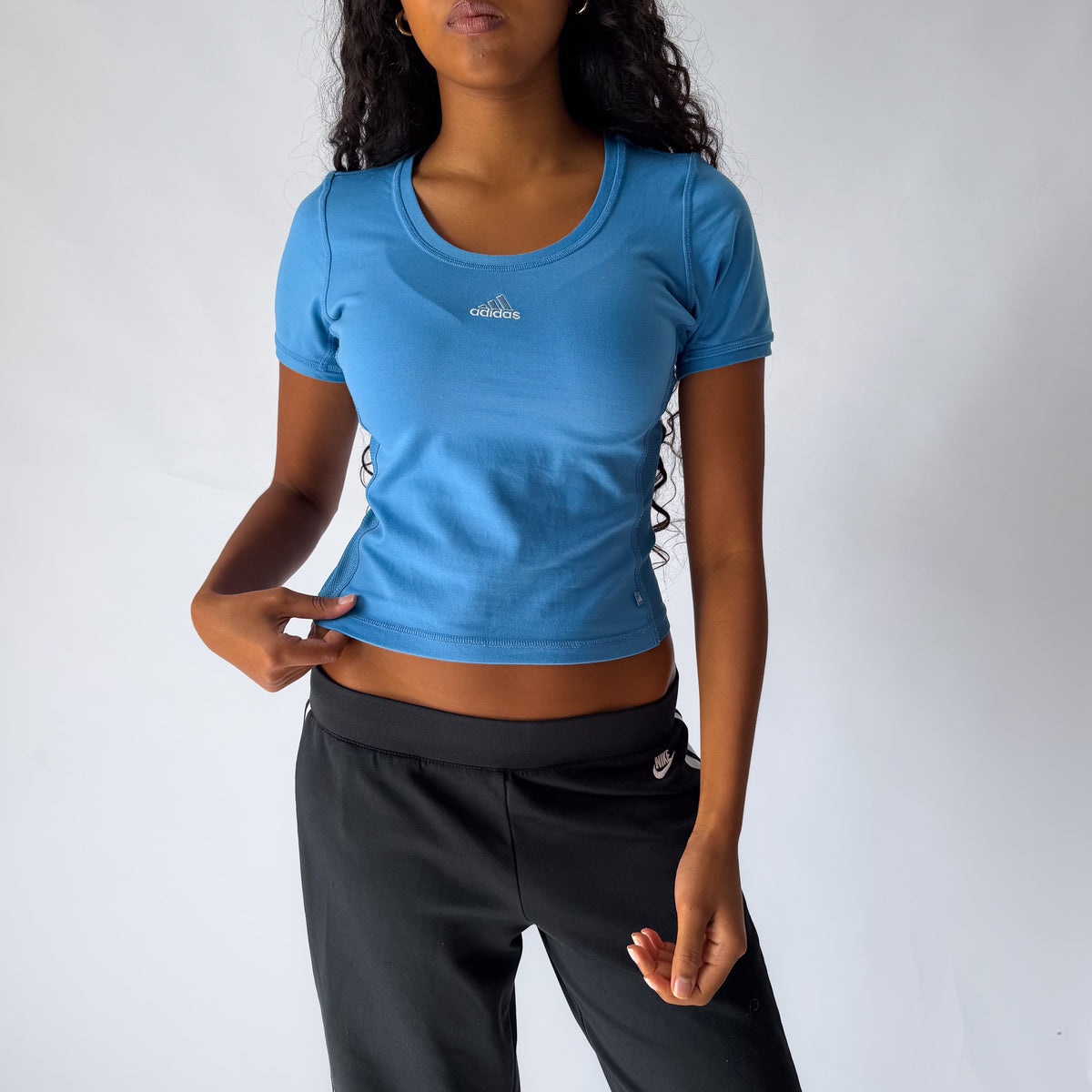 90s Adidas Mesh Panelled Baby Tee - M