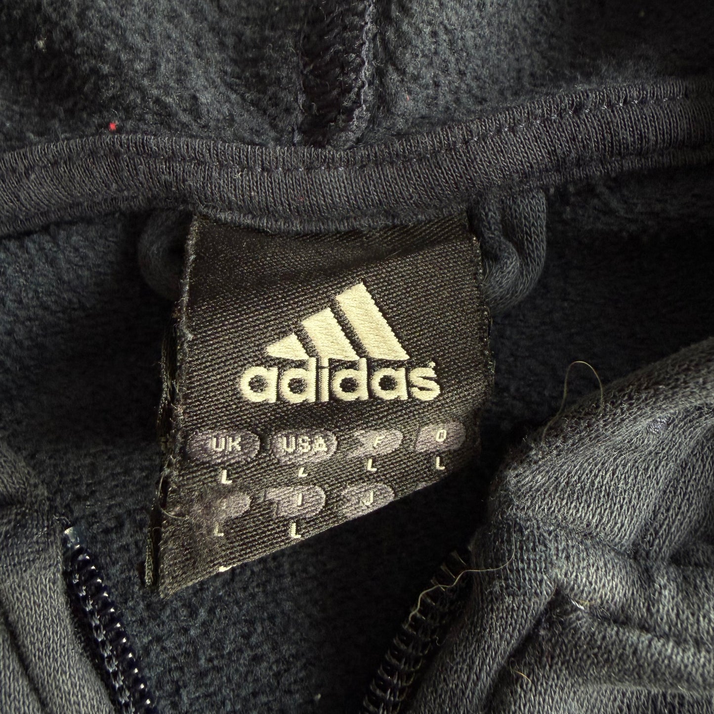 Y2K Adidas Three Stripe Lightweight Hoodie - L