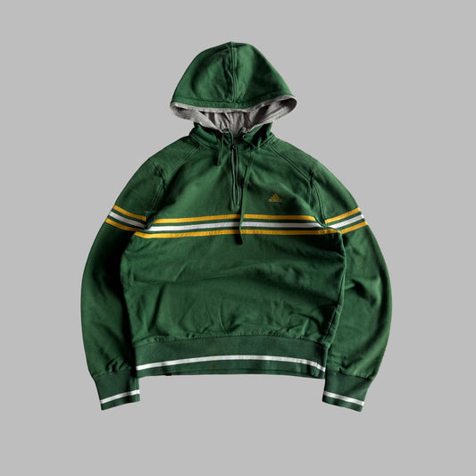 Y2K Adidas Three Striped Quarter Zip Hoodie - S