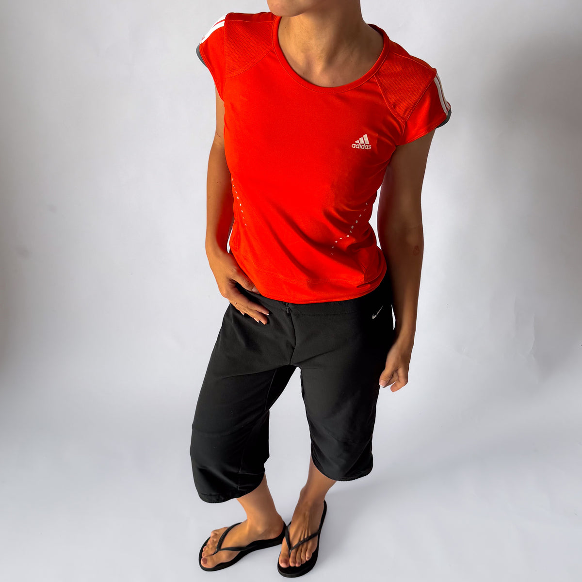 Y2K Adidas Activewear Three Stripe Top - M