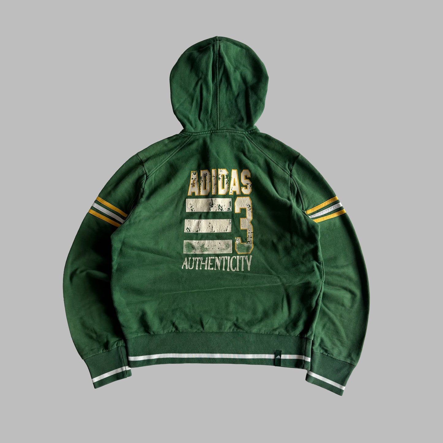 Y2K Adidas Three Striped Quarter Zip Hoodie - S