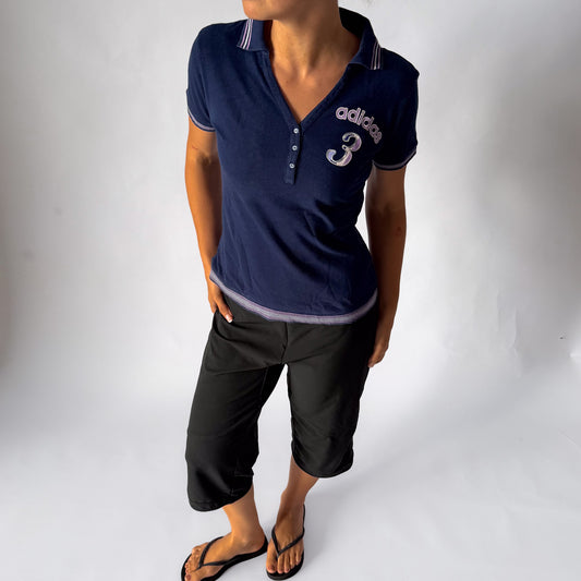 Y2K Adidas Low Cut Polo Baby Tee - M