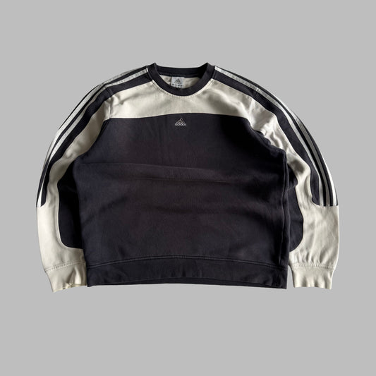 Y2K Adidas Three Striped Panelled Sweatshirt - L