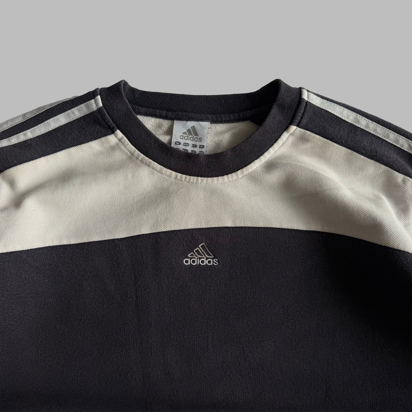 Y2K Adidas Three Striped Panelled Sweatshirt - L