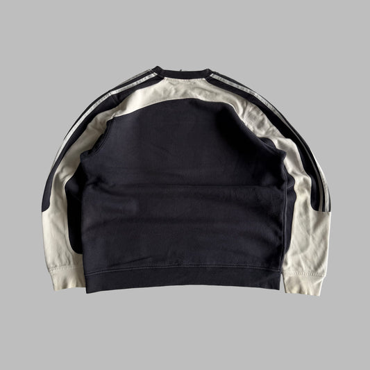 Y2K Adidas Three Striped Panelled Sweatshirt - L