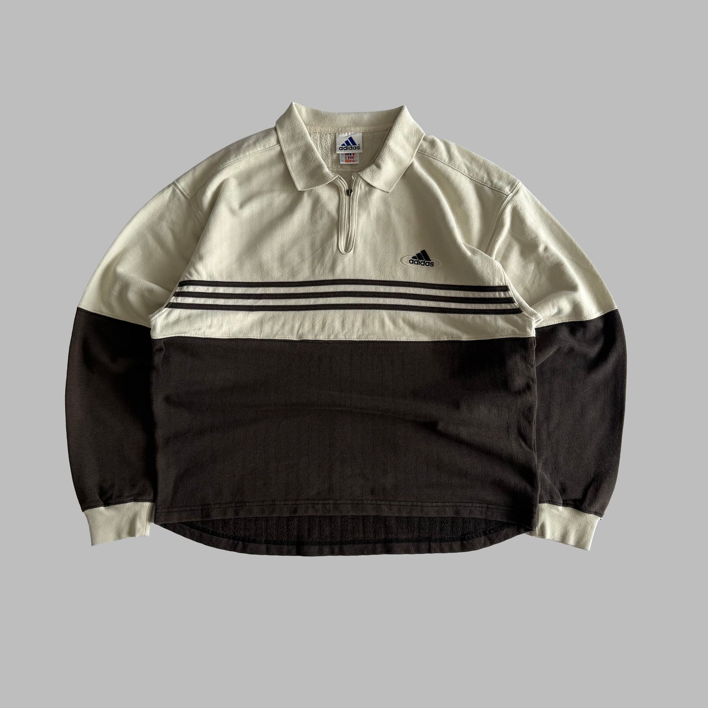 90s Adidas Striped Quarter Zip - L