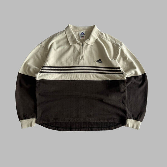 90s Adidas Striped Quarter Zip - L