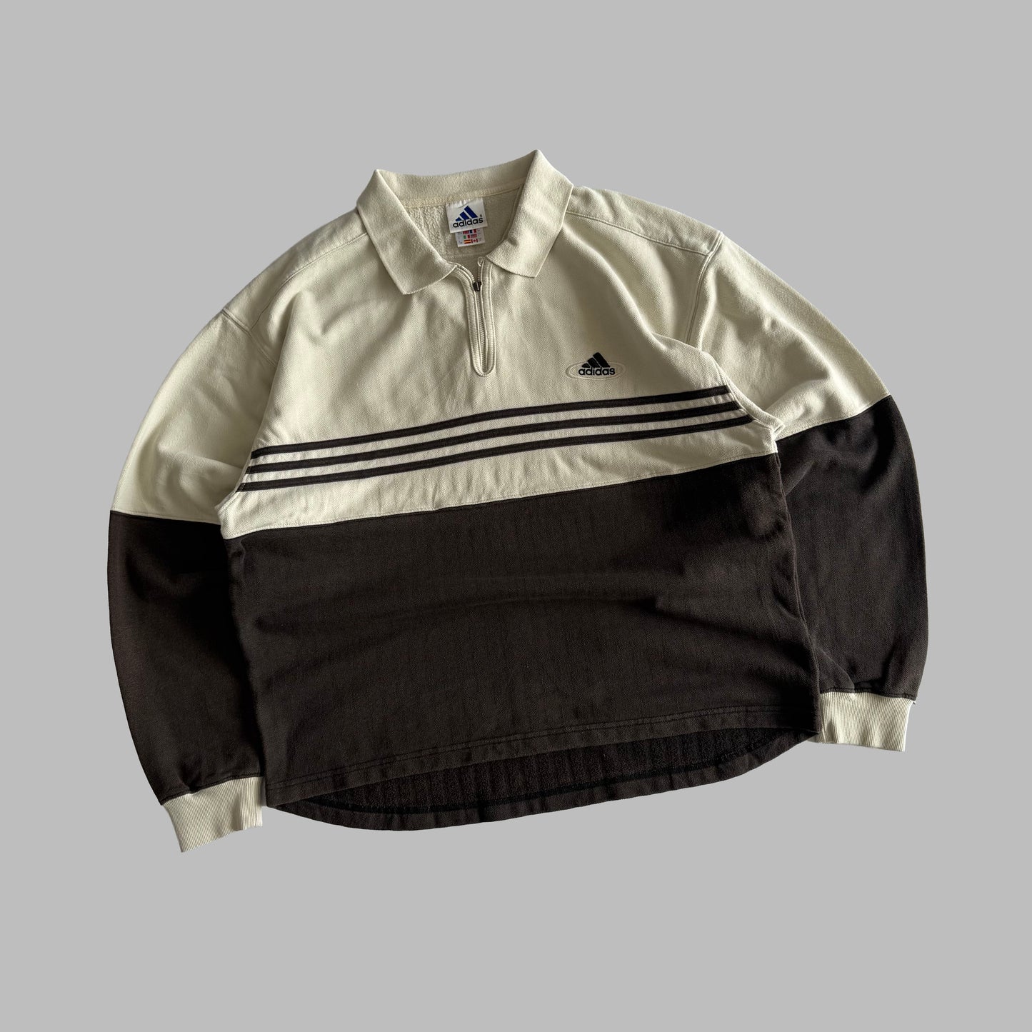 90s Adidas Striped Quarter Zip - L
