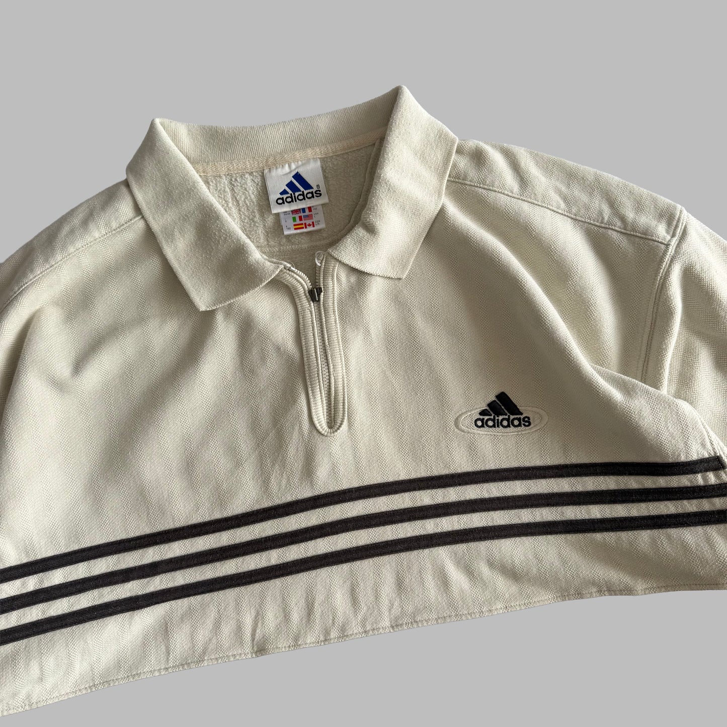 90s Adidas Striped Quarter Zip - L