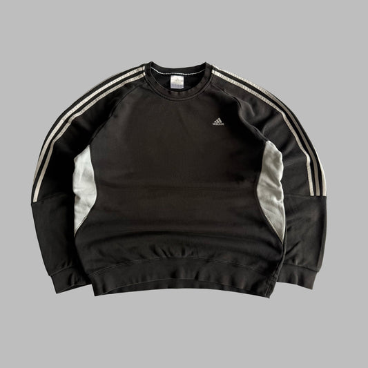 Y2K Adidas Three Striped Panelled Sweatshirt - XL