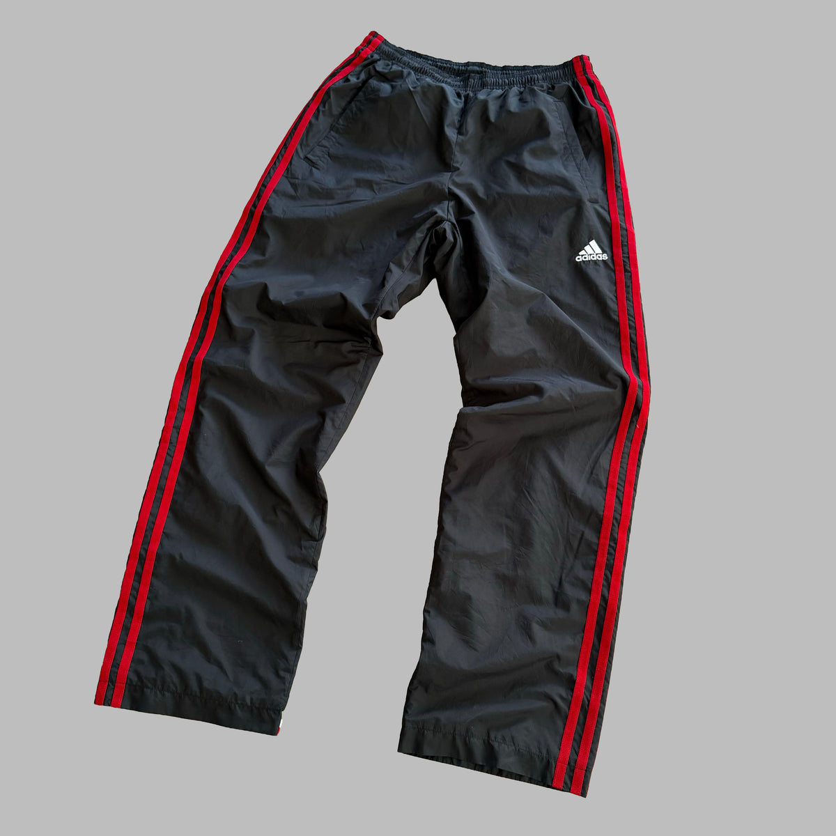 Y2K Adidas Three Stripe Straight Leg Track Pants - M