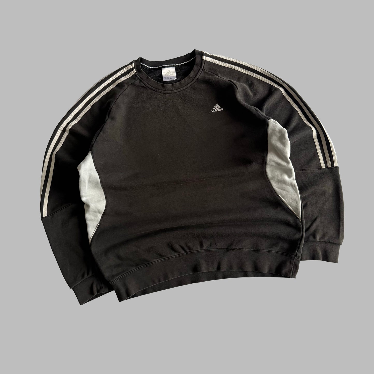 Y2K Adidas Three Striped Panelled Sweatshirt - XL