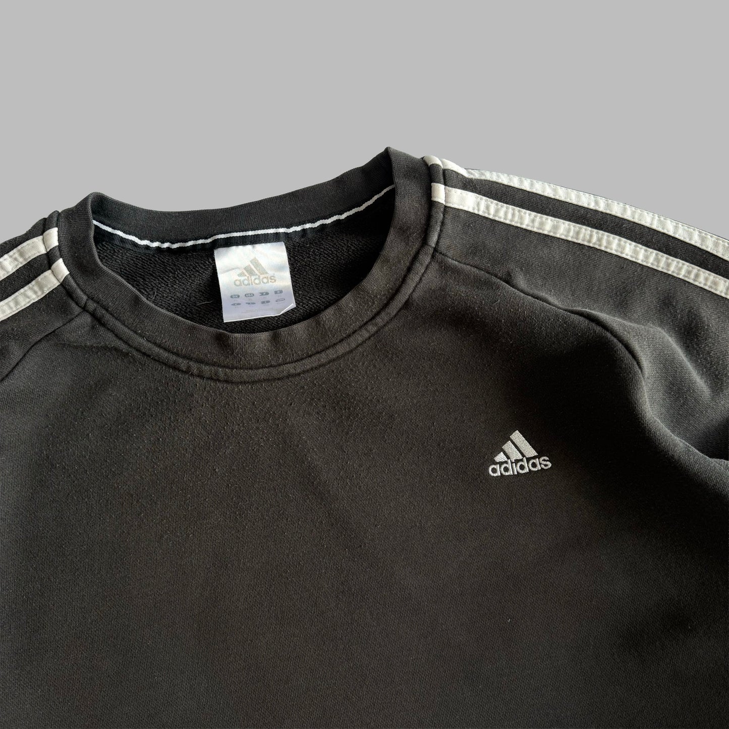 Y2K Adidas Three Striped Panelled Sweatshirt - XL