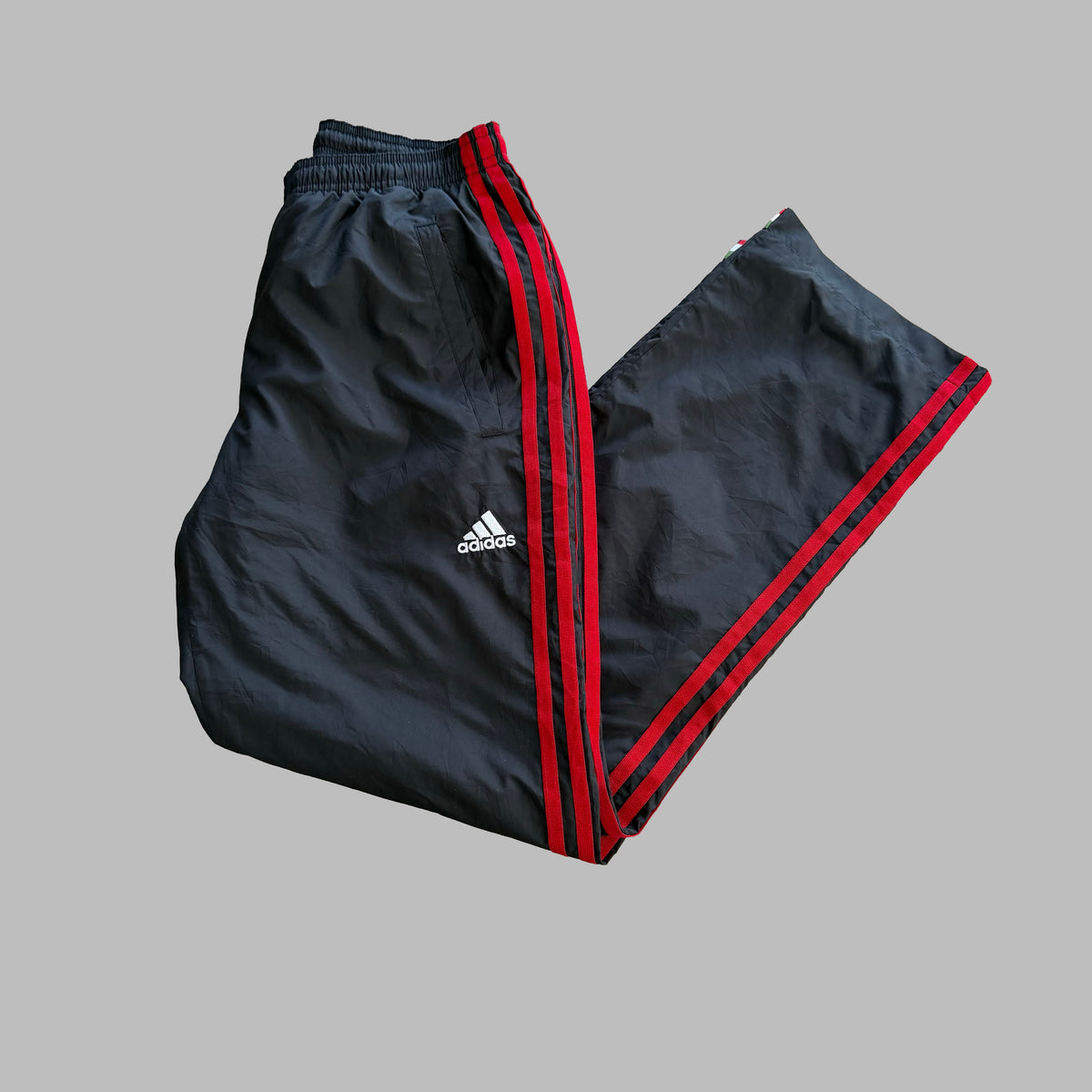 Y2K Adidas Three Stripe Straight Leg Track Pants - M