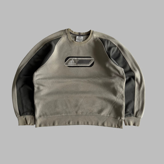Y2K Adidas Embroidered Panelled Sweatshirt - S