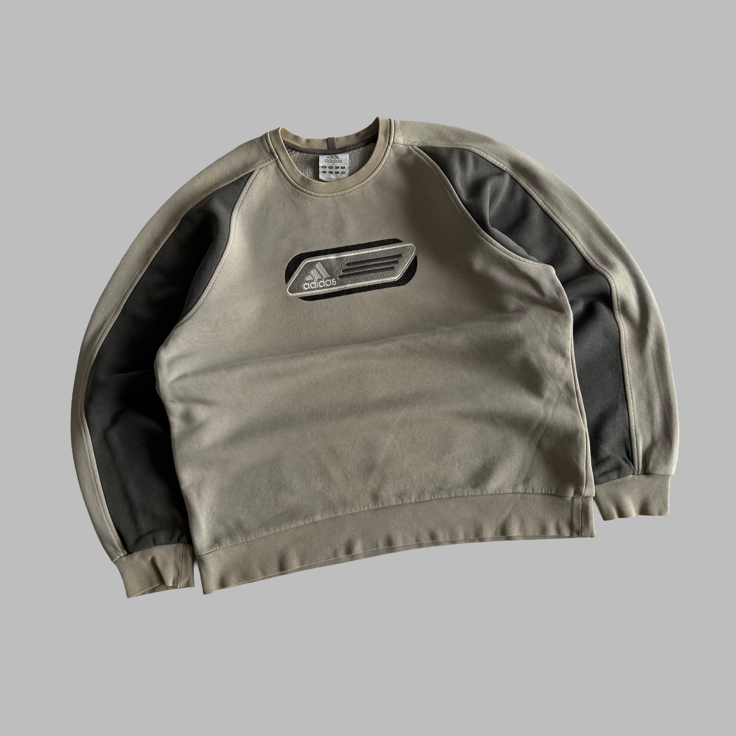 Y2K Adidas Embroidered Panelled Sweatshirt - S