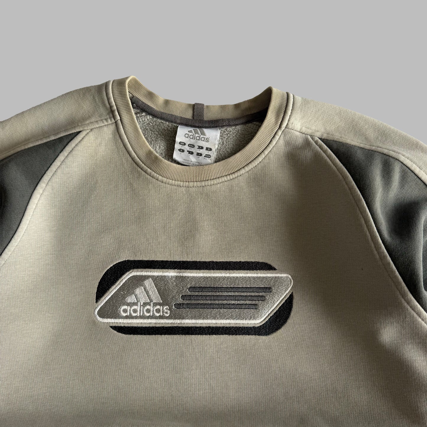 Y2K Adidas Embroidered Panelled Sweatshirt - S