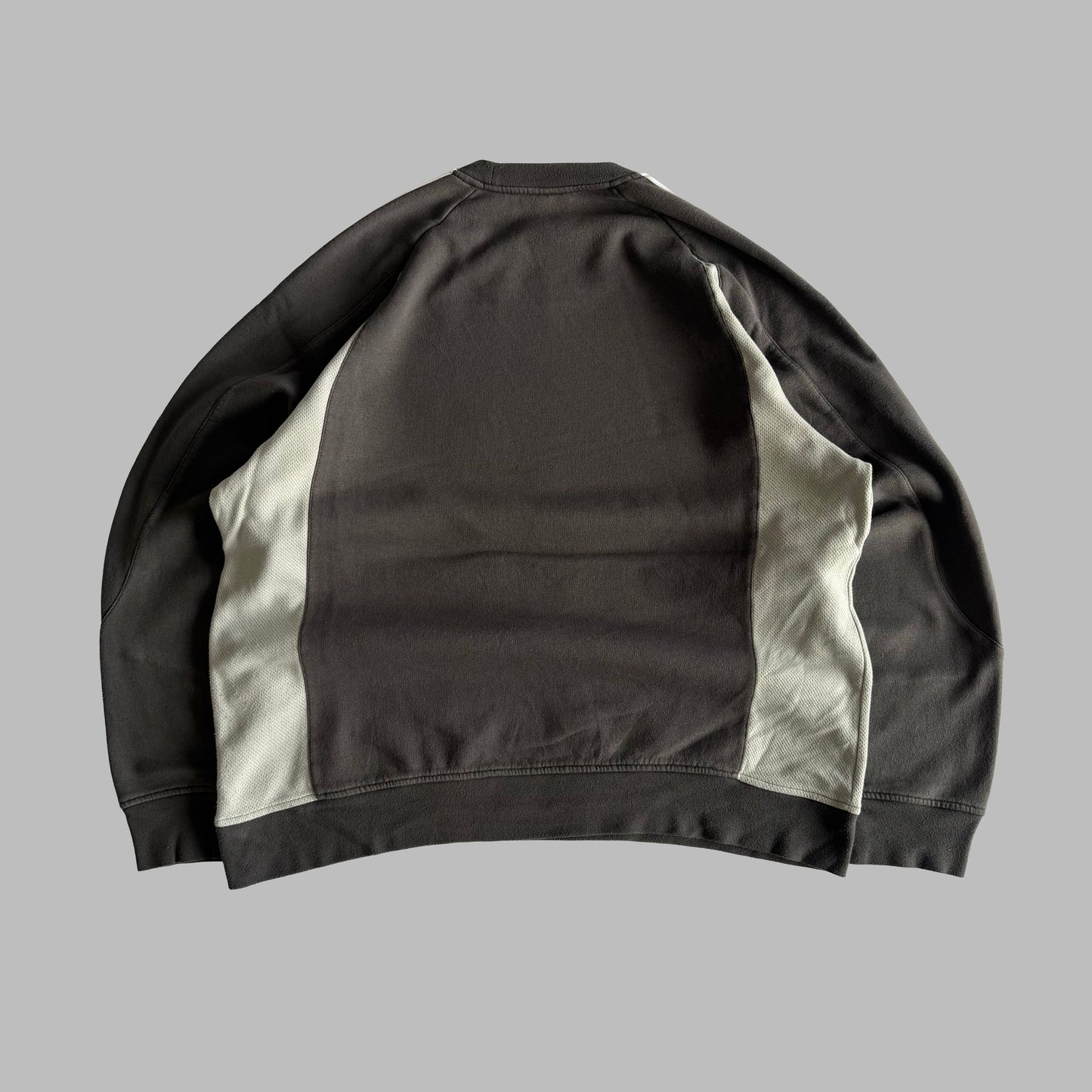 Y2K Adidas Three Stripe Panelled Sweatshirt - XL