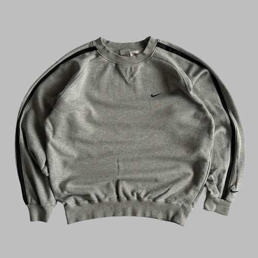 Y2K Nike Striped Single Swoosh Sweatshirt - M