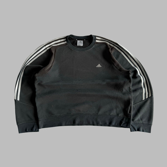 Y2K Adidas Three Striped Panelled Sweatshirt - L