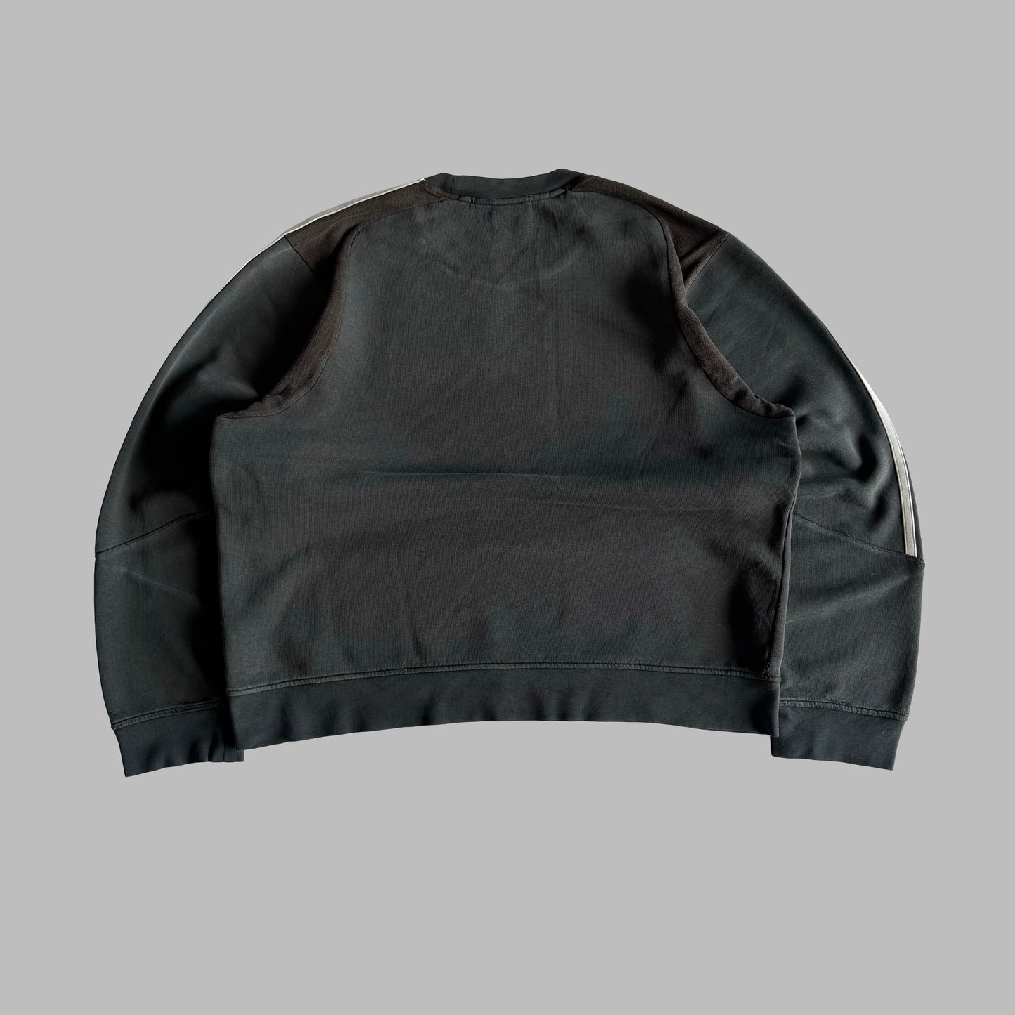 Y2K Adidas Three Striped Panelled Sweatshirt - L