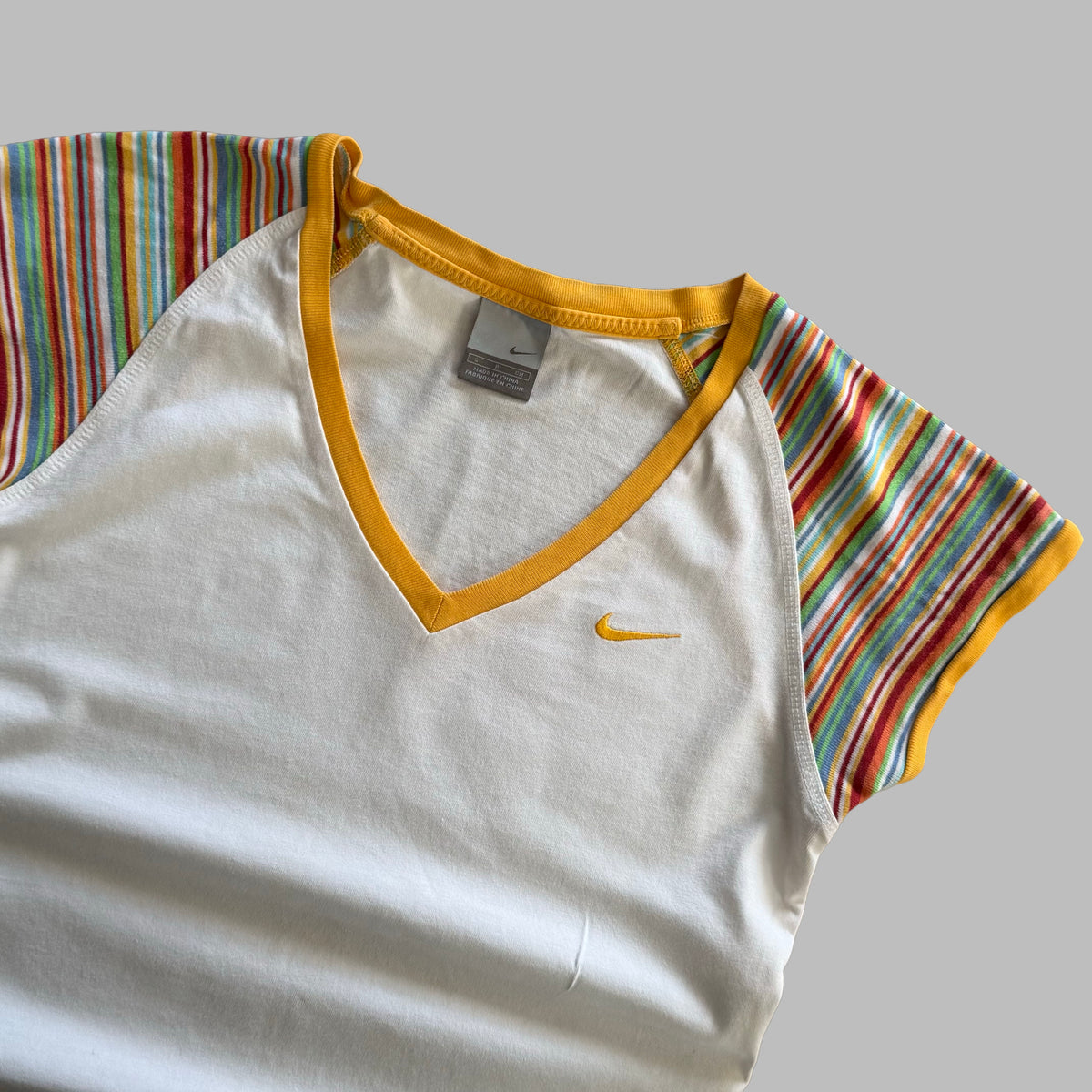 Y2K Nike Raglan Striped Baby Tee - S