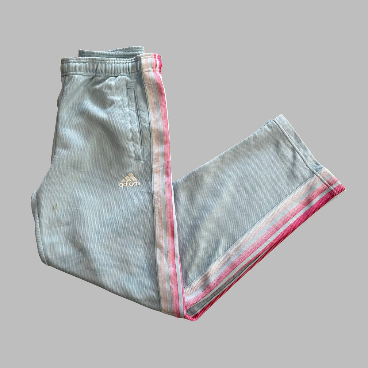 Y2K Adidas Three Stripe Wide Leg Track Pants - M